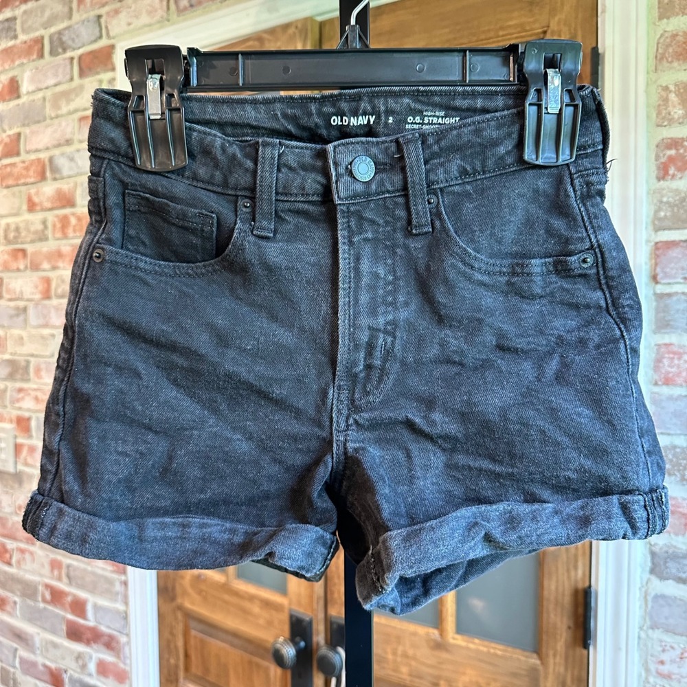Old Navy Denim‎ Shorts Women 2 Black OG Straight High Rise Cuffed Summer Casual